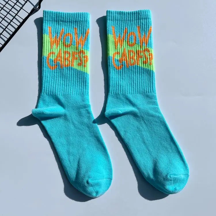 College Style Street Skateboard Socks – Unisex Letter Print Cotton Sports Socks