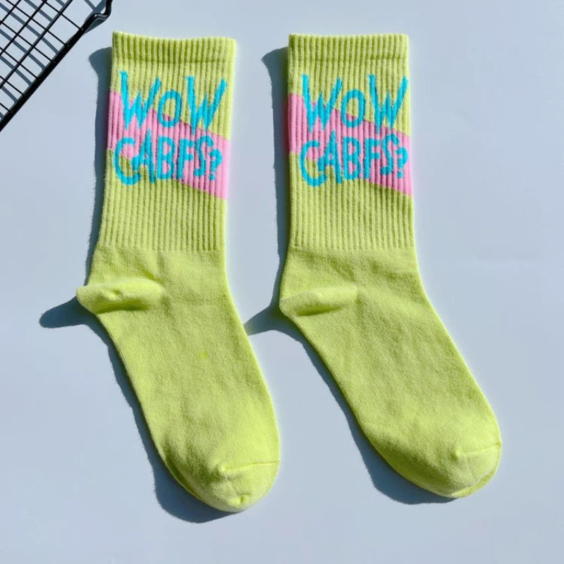 College Style Street Skateboard Socks – Unisex Letter Print Cotton Sports Socks