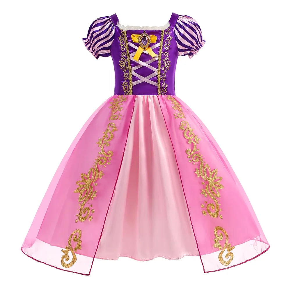 Disney Snow White Princess Dress Girl Belle Cosplay Costume Rapunzel Kid Halloween Cosplay Birthday Party Aurora Vestido Clothes