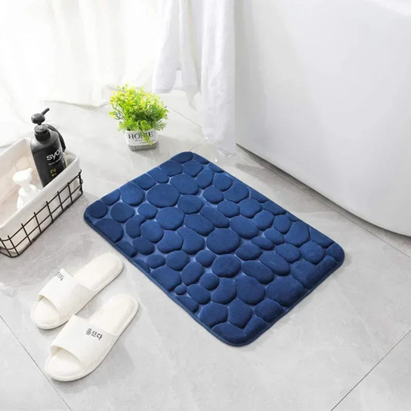 Super Absorbent Cobblestone Bath Mat – Non-Slip Bathroom Rug for Shower
