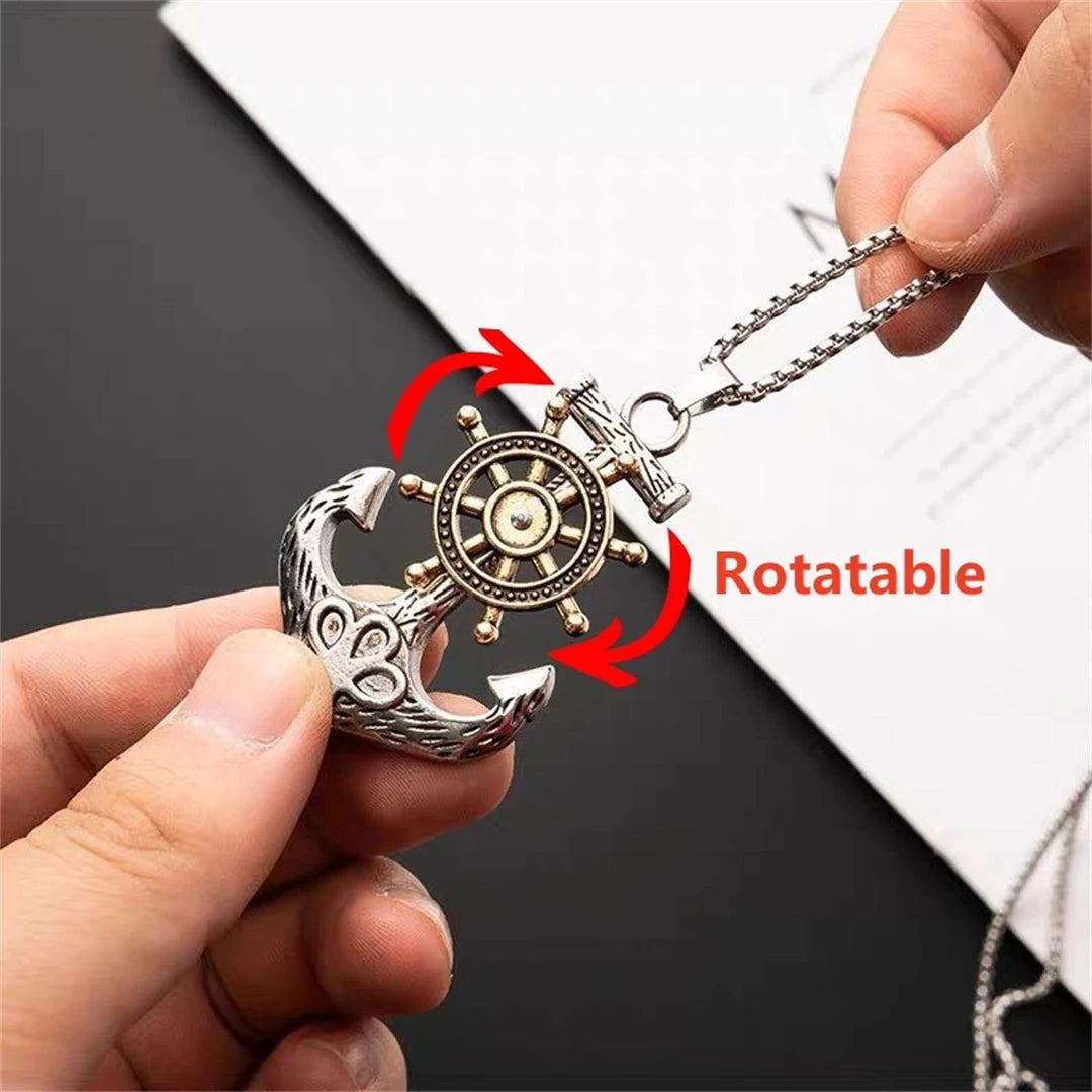 Punk Pirate Anchor Rudder Necklace – Vintage Nautical Charm