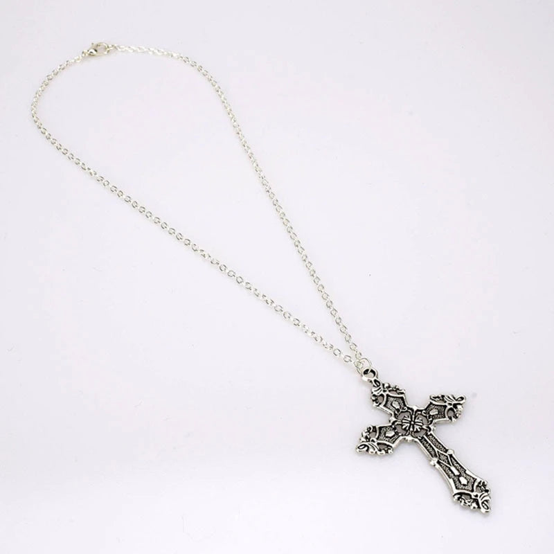 Vintage Gothic Christian Necklace – Long Chain Pendant for Women