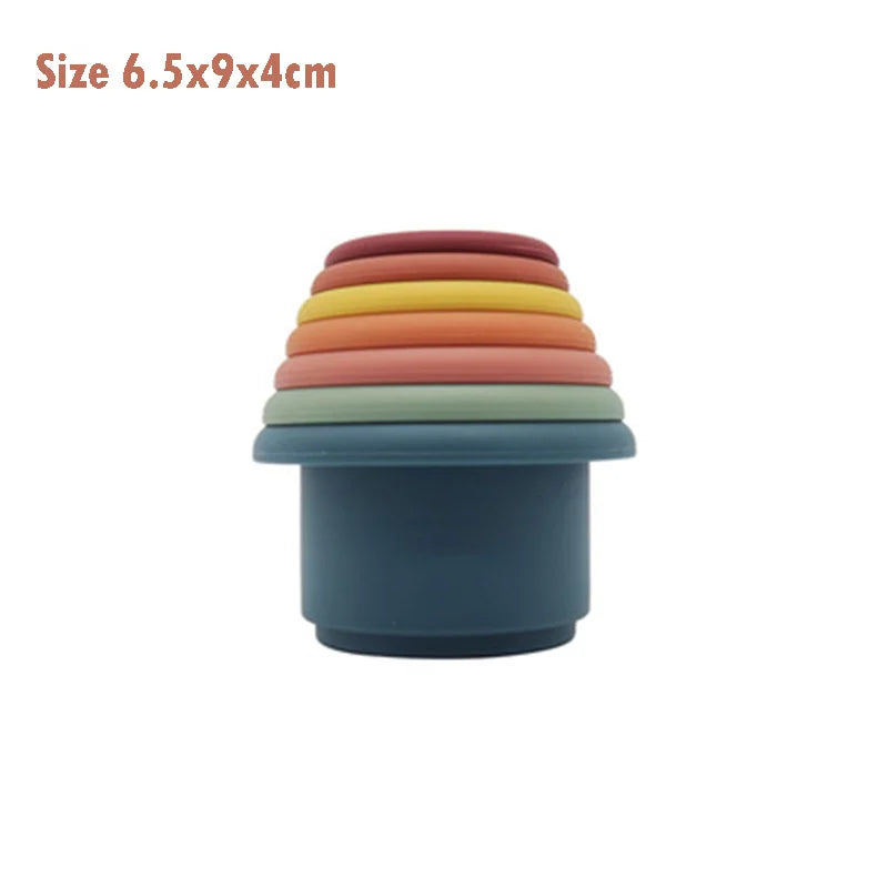 Baby Silicone Hourglass Stacking Toy – Montessori Bath & Learning Gift