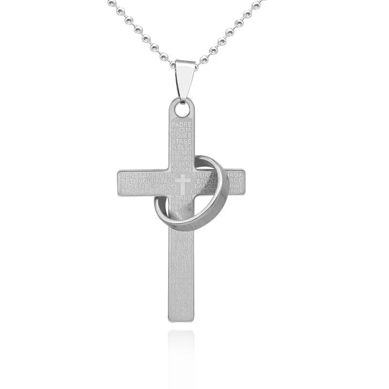 Trendy Cross Necklace – Hip Hop Beaded Chain with Bible Verses, Unisex Jewelry