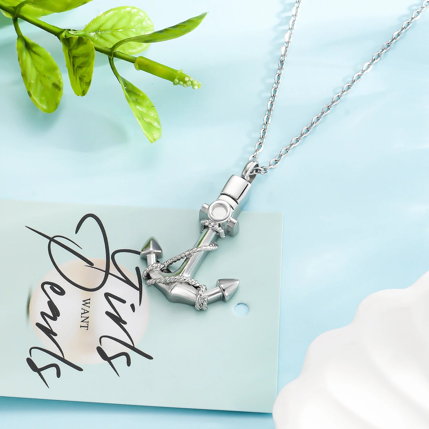 Anchor Cremation Urn Necklace – Stainless Steel Keepsake Jewelry for Ashes