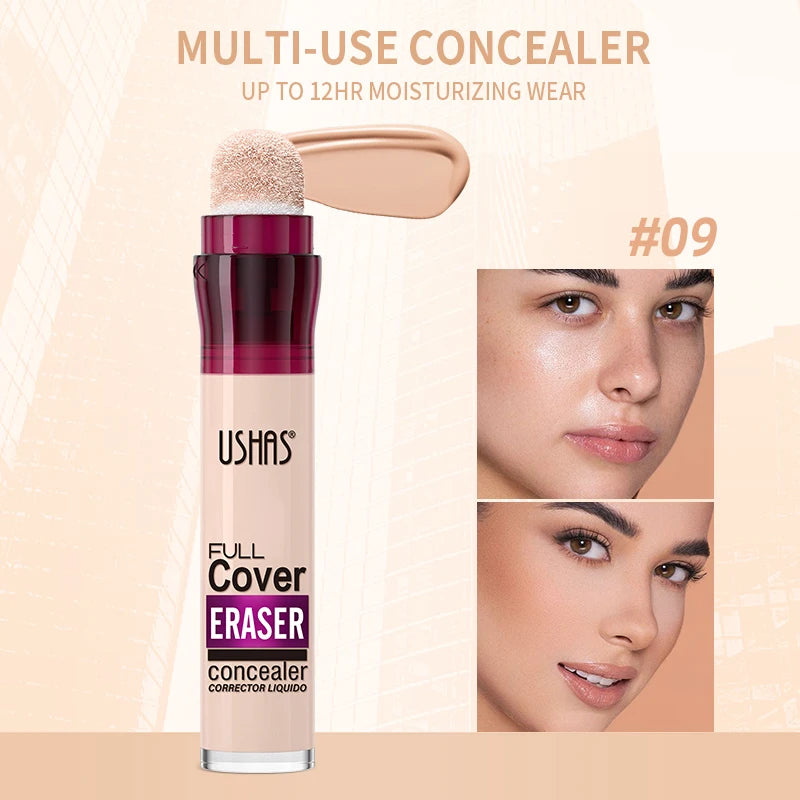 USHAS 12-Color Liquid Concealer – Moisturizing, Lightweight, Long-Lasting