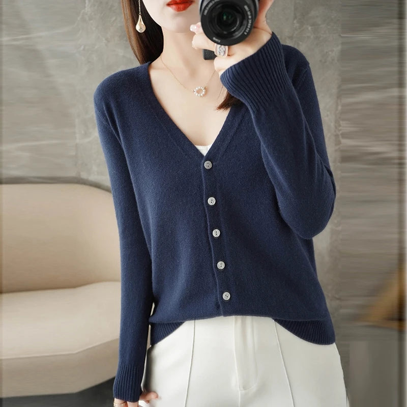 2024 V-Neck Women's Loose Sweater Cardigan ZHI D035