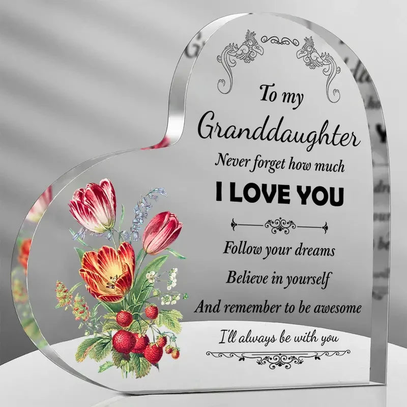 1PC engraved granddaughter gift - precious memories from grandparents - personalized acrylic tabletop decoration, a sentimental