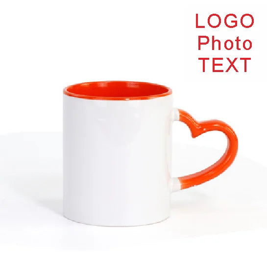 DIY 350ML Ceramic Mug – Custom Heart Handle with Photo, Logo, or Text