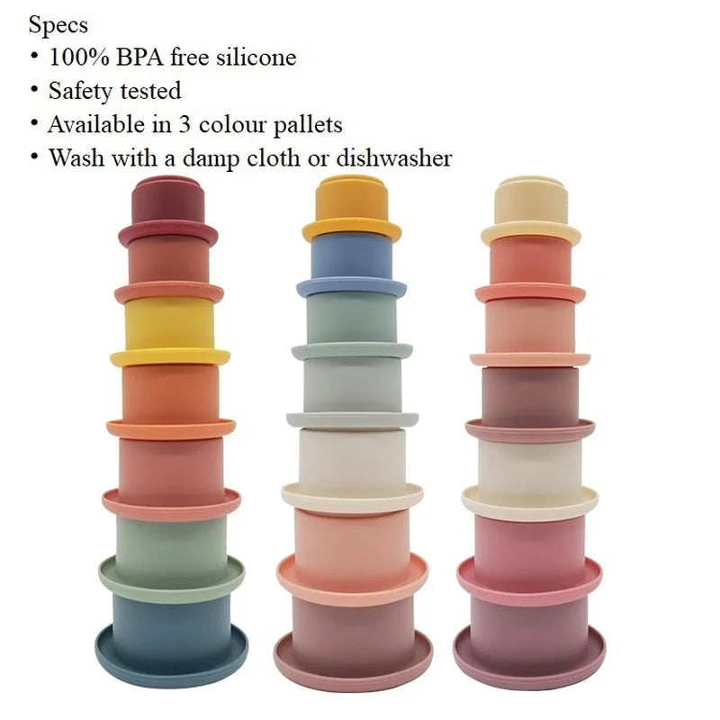 Baby Silicone Hourglass Stacking Toy – Montessori Bath & Learning Gift