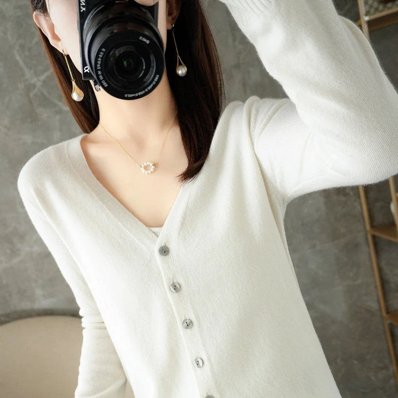 2024 V-Neck Women's Loose Sweater Cardigan ZHI D035