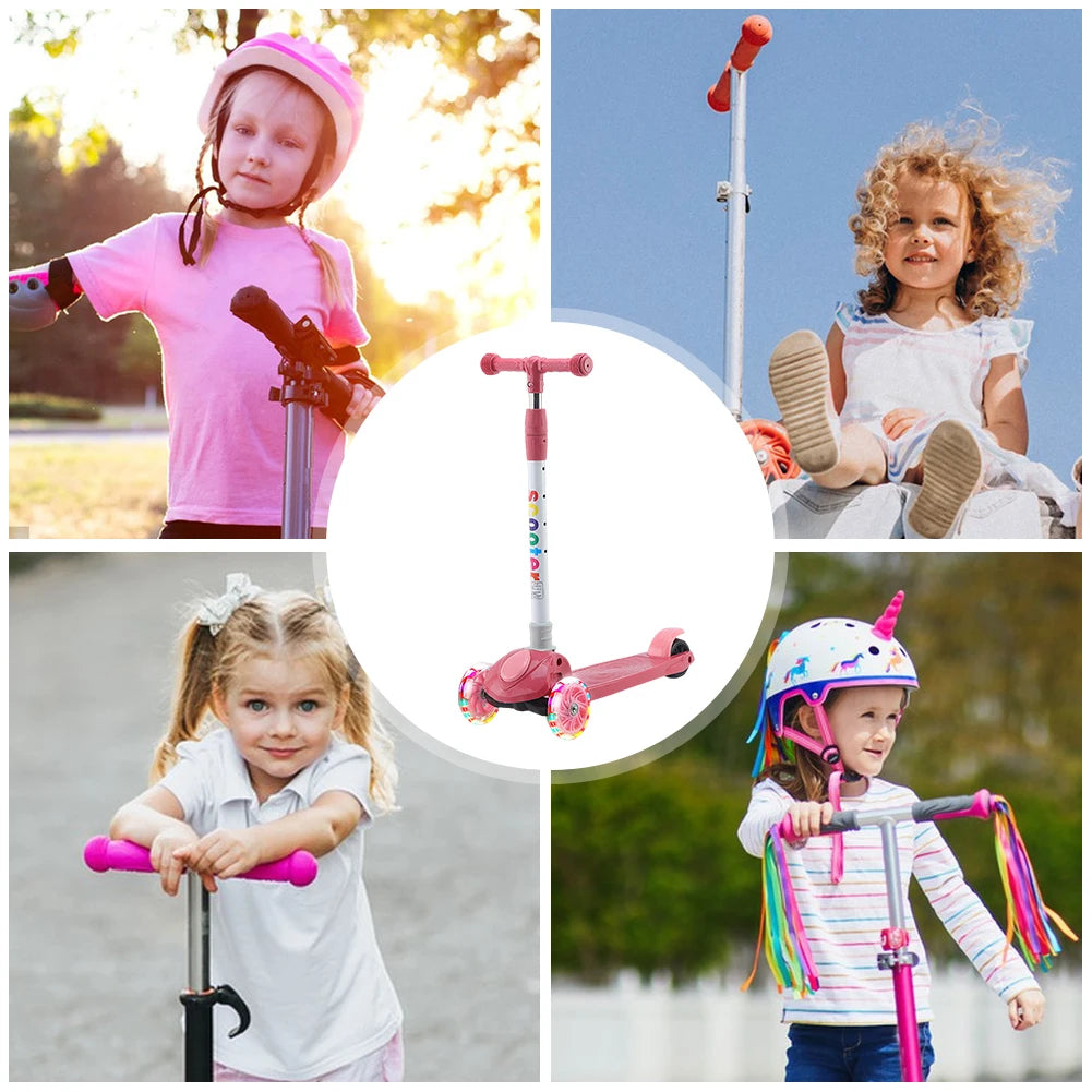 Kids Push Scooter – Light-Up Wheels, Adjustable Height, 3-Wheel Lean-to-Steer for Ages 3-10