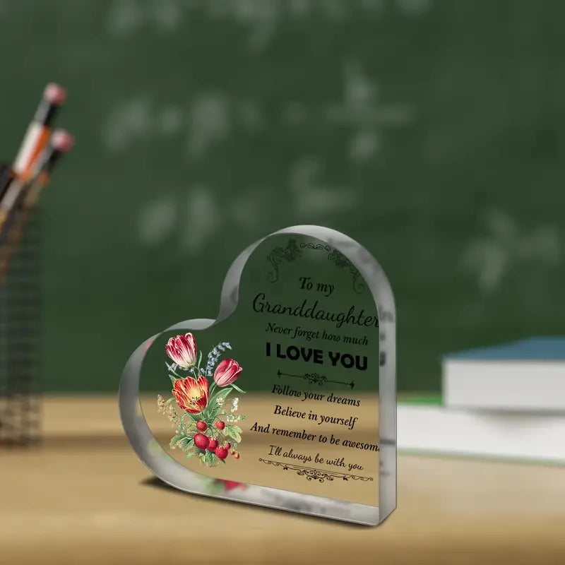 1PC engraved granddaughter gift - precious memories from grandparents - personalized acrylic tabletop decoration, a sentimental