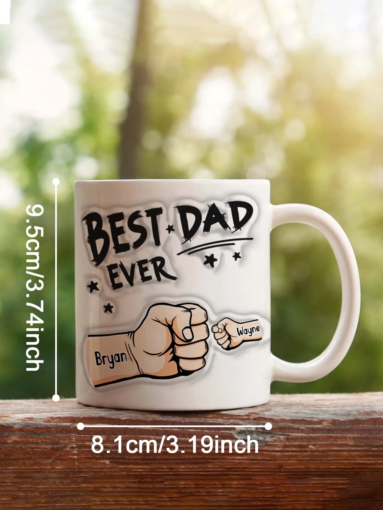 Personalized Dad Mug – Custom Name Coffee Cup with 3D Text Effect