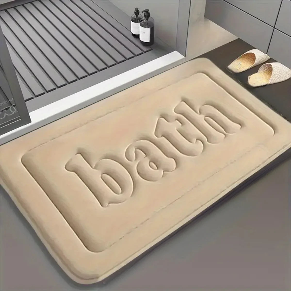 1.2cm Thick Anti-Slip Bathroom Mat – Soft Water-Absorbing Flannel Door Mat