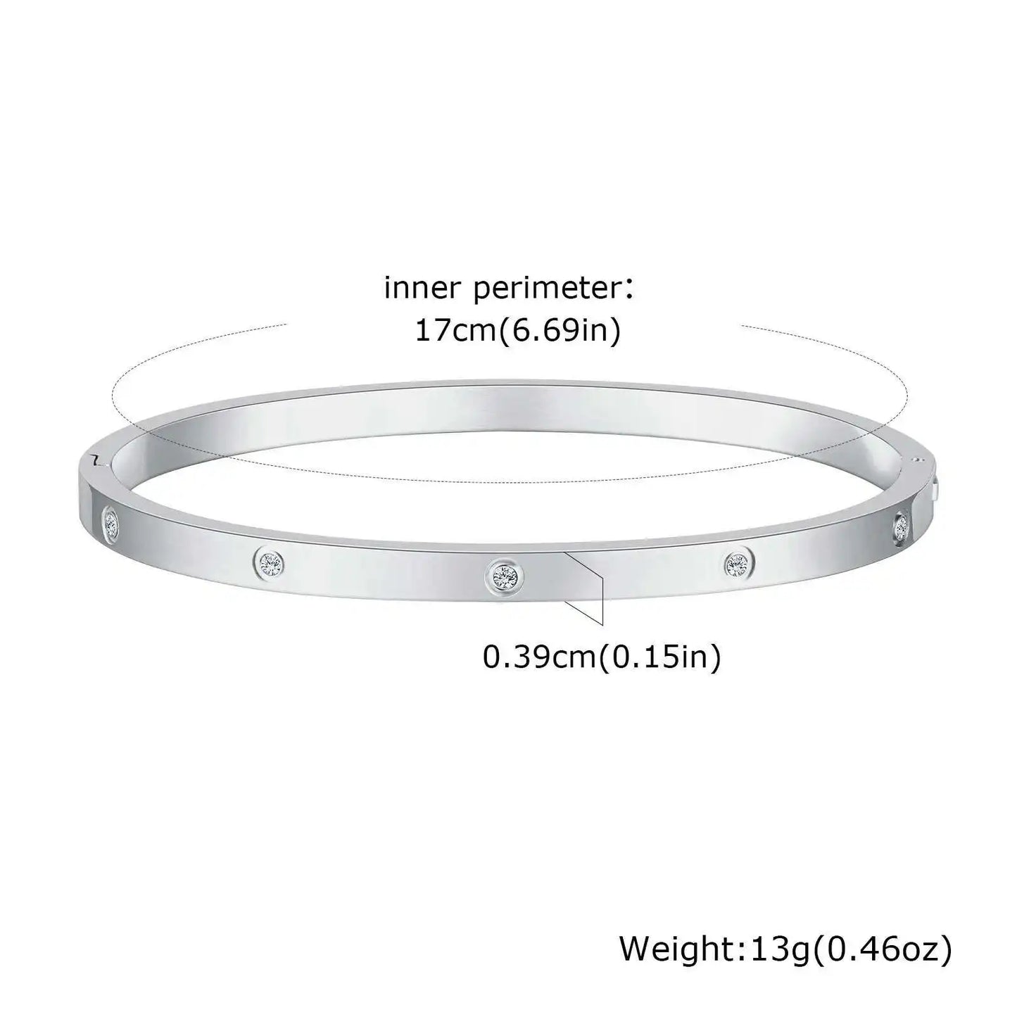 Prjewel Luxury Zircon Bangle – Waterproof Stainless Steel Bracelet