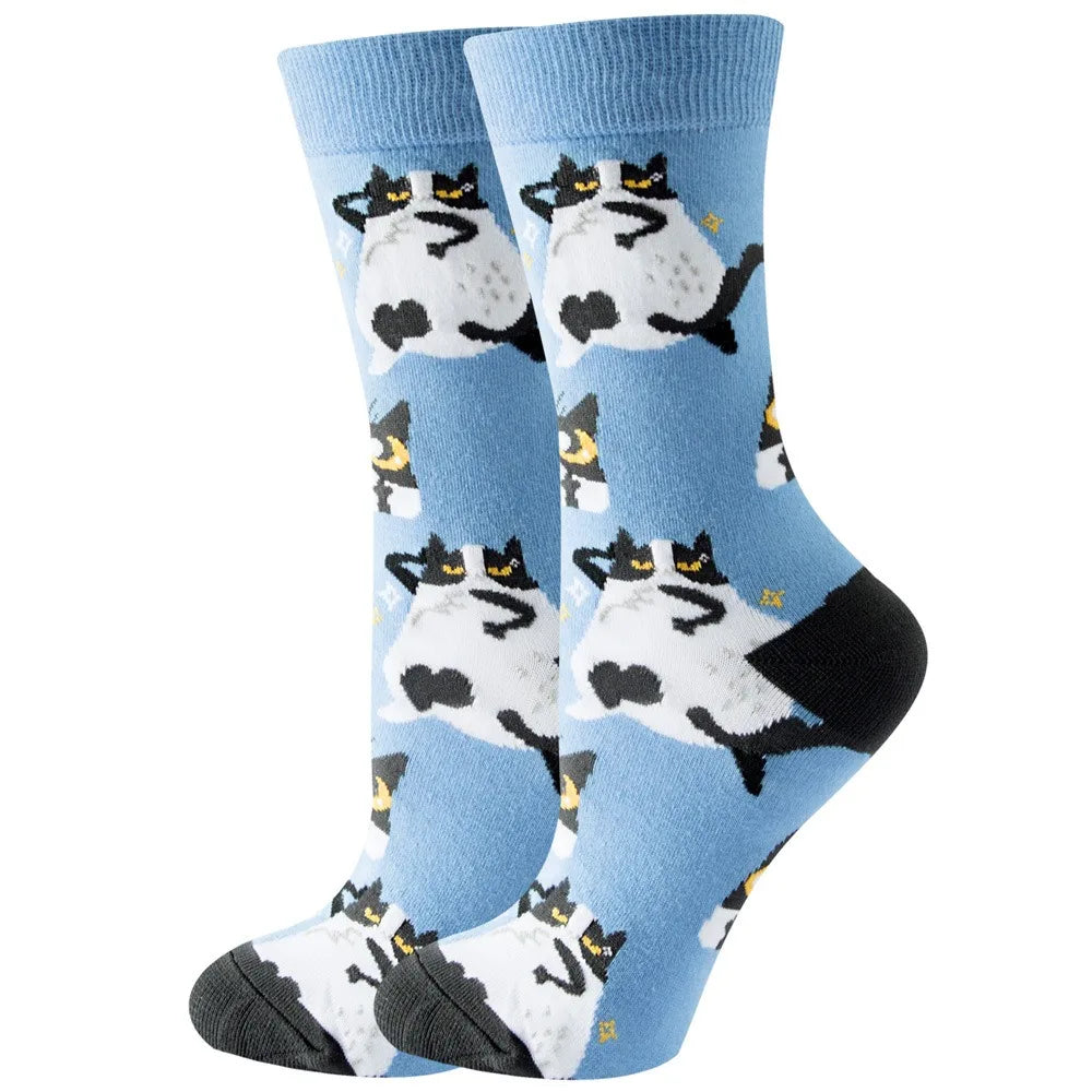 Unisex Animal & Fruit Print Socks – Hip Hop Skateboard Mid-Rise Style