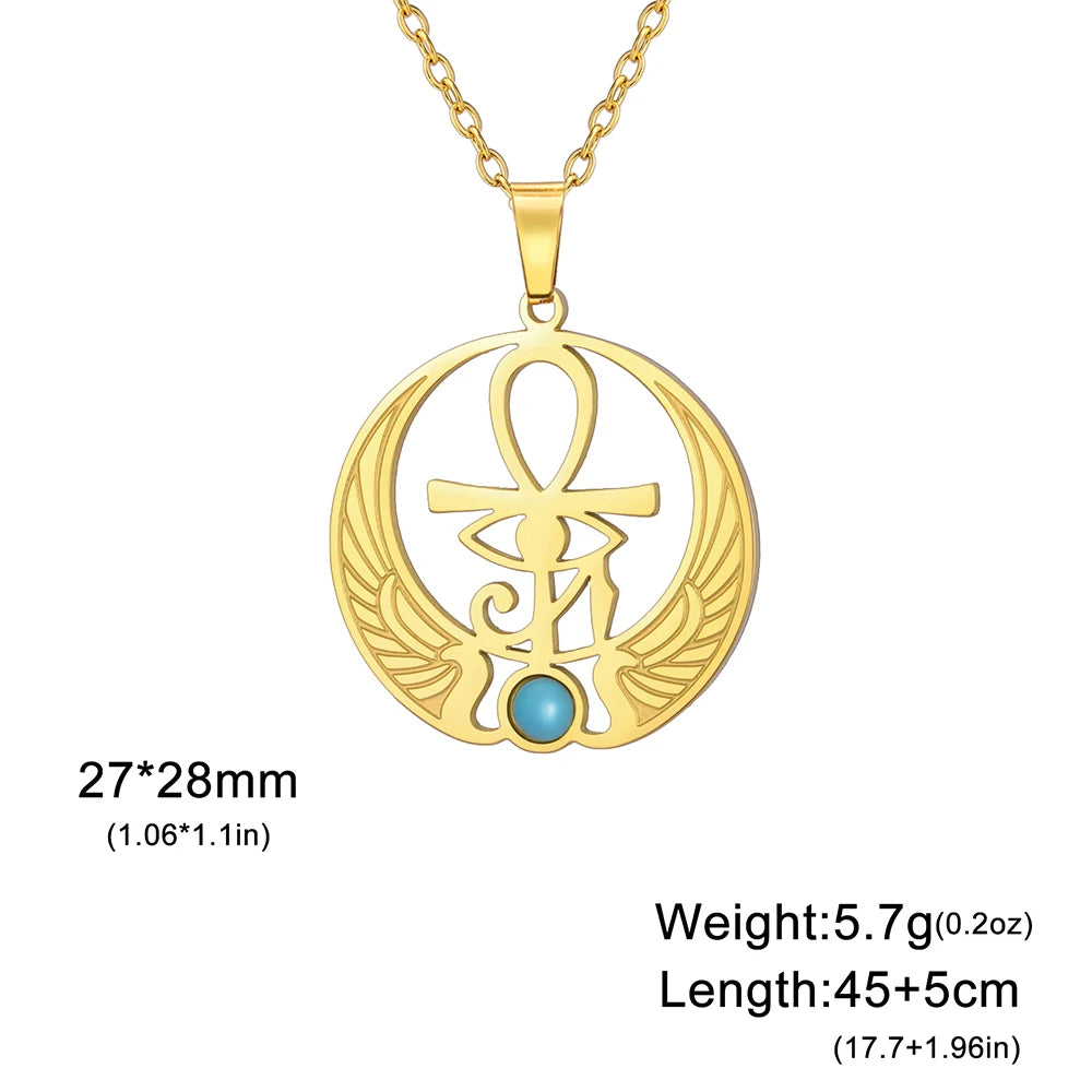 Dawapara Ankh Cross Necklace – Eye of Horus & Scarab Egyptian Amulet