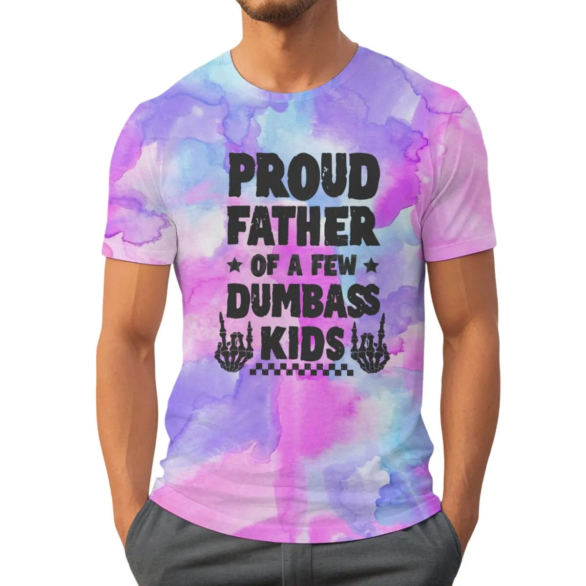 Proud Father Graphic T-Shirt – Retro Tie-Dye Casual Tee for Father’s Day