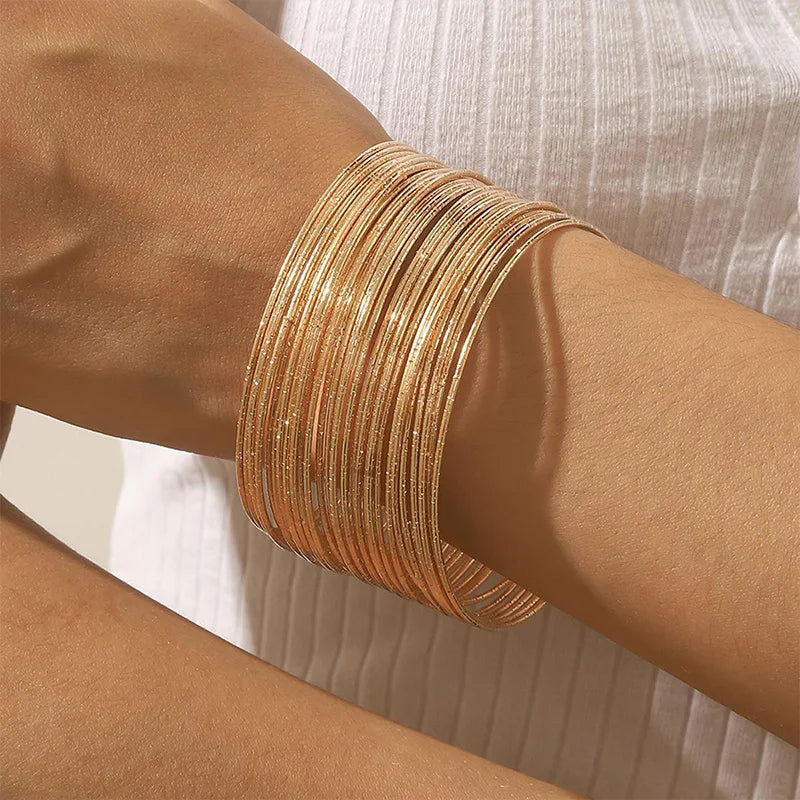 30-Piece Metal Bangle Set – Classic & Colorful Thin Bracelets for Women