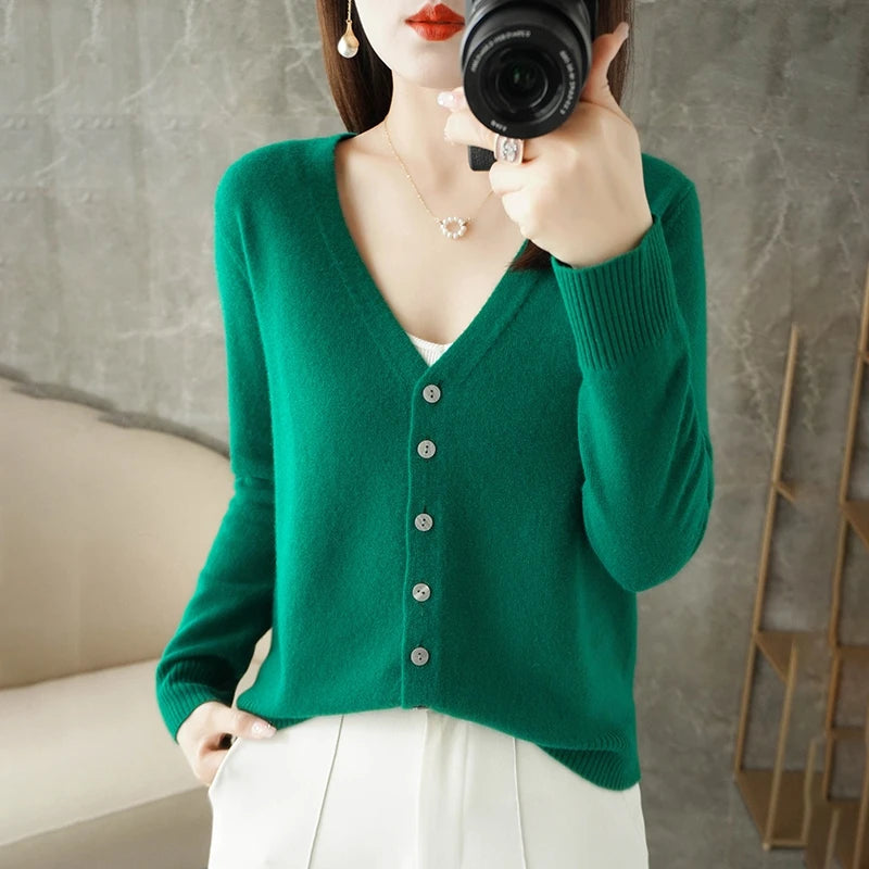 2024 V-Neck Women's Loose Sweater Cardigan ZHI D035