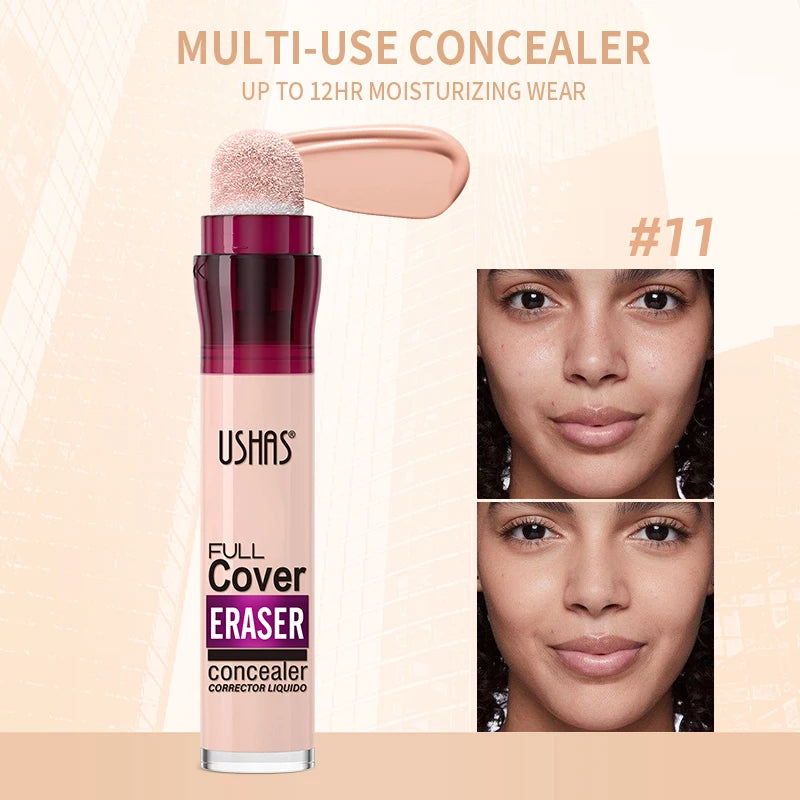 USHAS 12-Color Liquid Concealer – Moisturizing, Lightweight, Long-Lasting