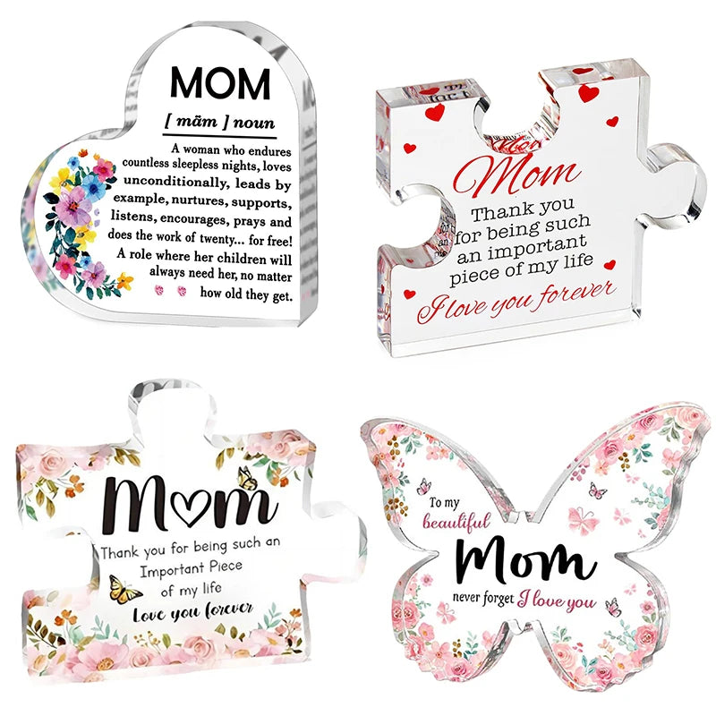 Heart Shape Acrylic Plaque for Dad Mom Birthday Father's Day Thankful Quote Blessed Wish Memorial Keepsake Gift Thank you Dad