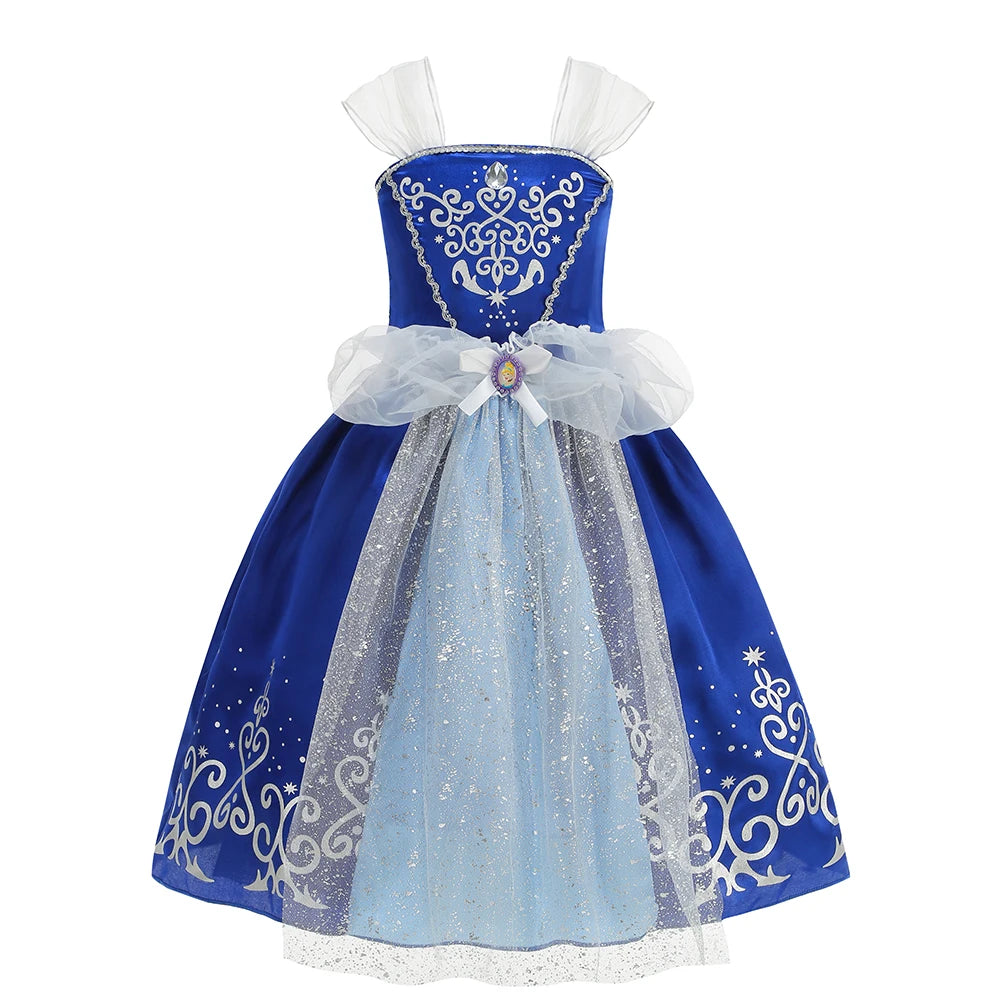 Disney Snow White Princess Dress Girl Belle Cosplay Costume Rapunzel Kid Halloween Cosplay Birthday Party Aurora Vestido Clothes