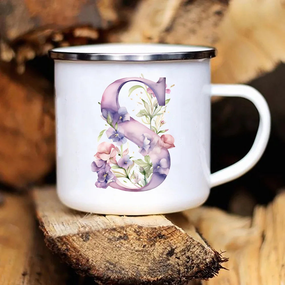 Personalized Floral Initial Mug – Monogram Coffee/Tea Gift for Weddings & Birthdays