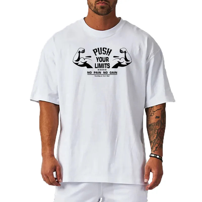 Oversized Streetwear Gym T-Shirt – Loose Fit Cotton Hip Hop Fitness Tee for Men