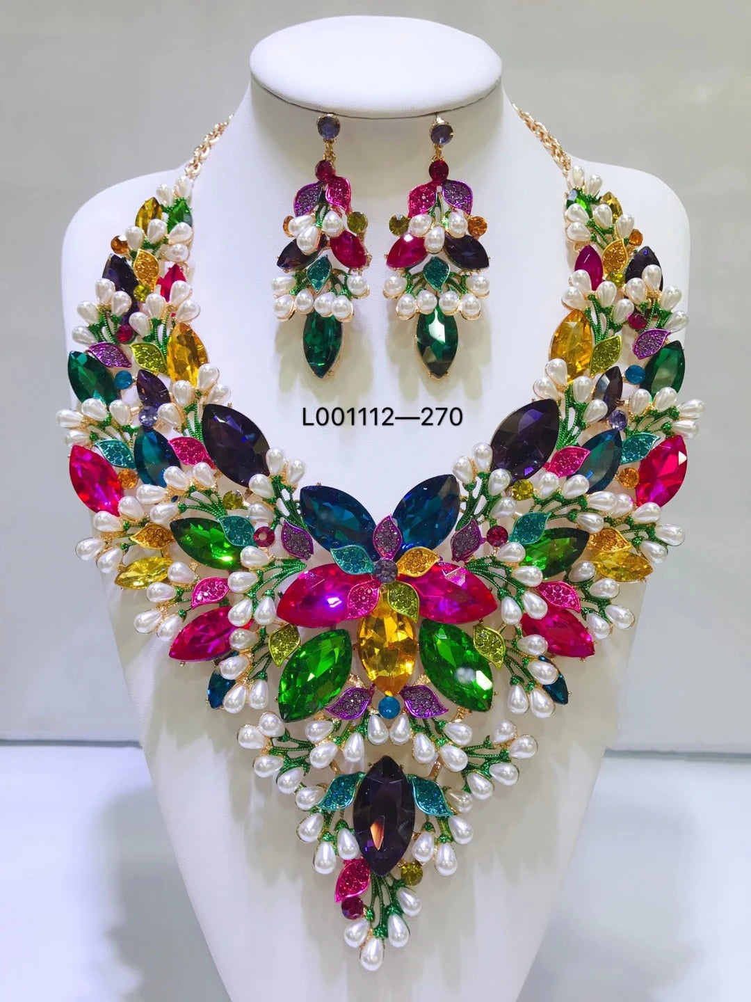 Women's Crystal Rhinestone Jewelry Set – Necklace & Earrings for Wedding