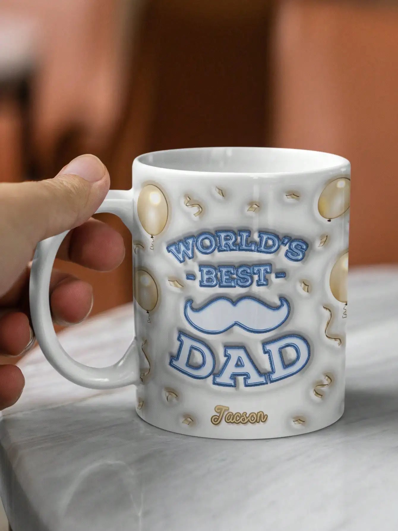 Personalized 3D Dad Mug – Custom Photo & Name Coffee Cup for Father's Day