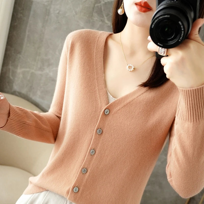 2024 V-Neck Women's Loose Sweater Cardigan ZHI D035