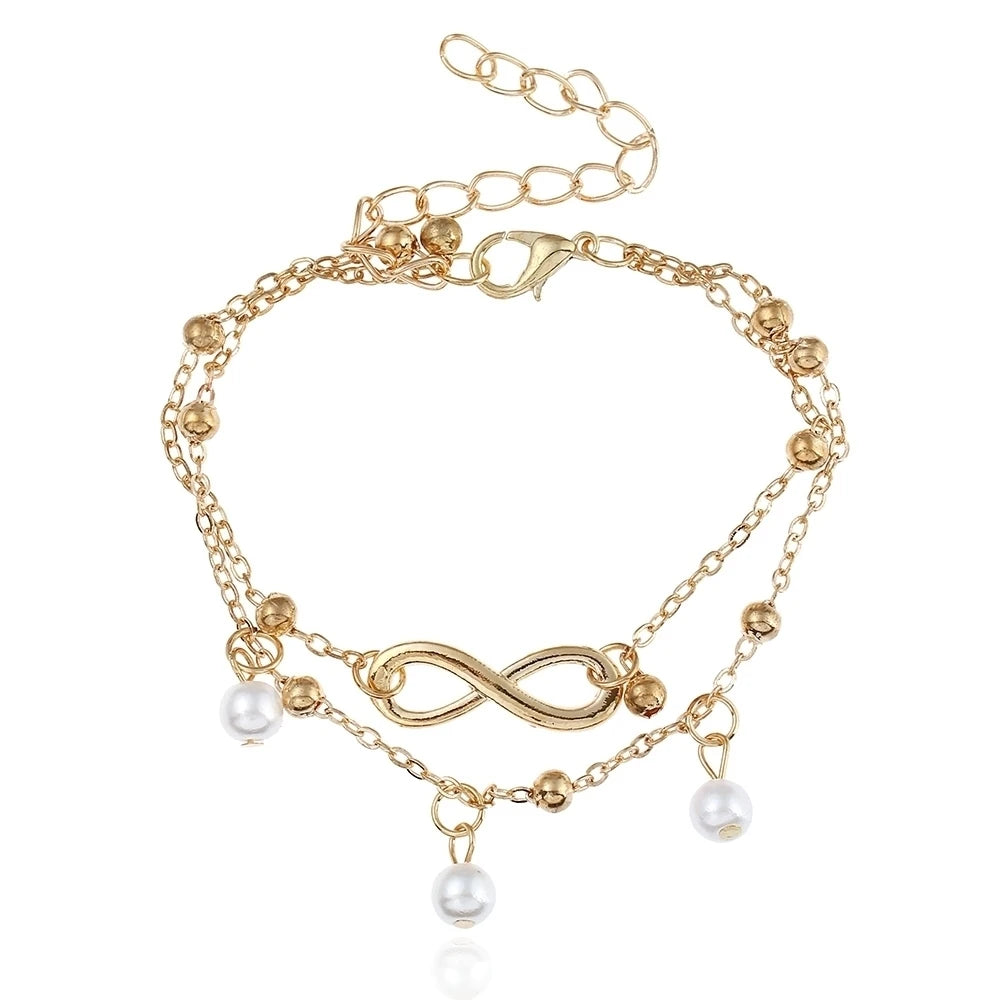 Exquisite Rhinestone Beach Anklet – Gold & Silver Foot Chain for Women