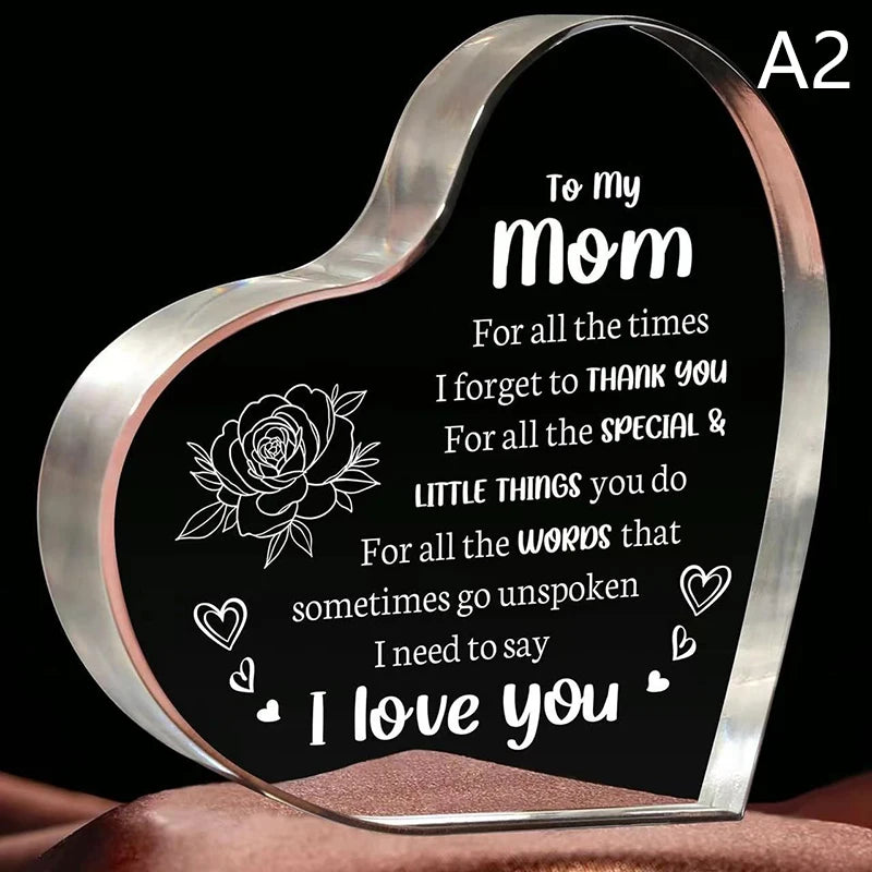 Heart Shape Acrylic Plaque for Dad Mom Birthday Father's Day Thankful Quote Blessed Wish Memorial Keepsake Gift Thank you Dad
