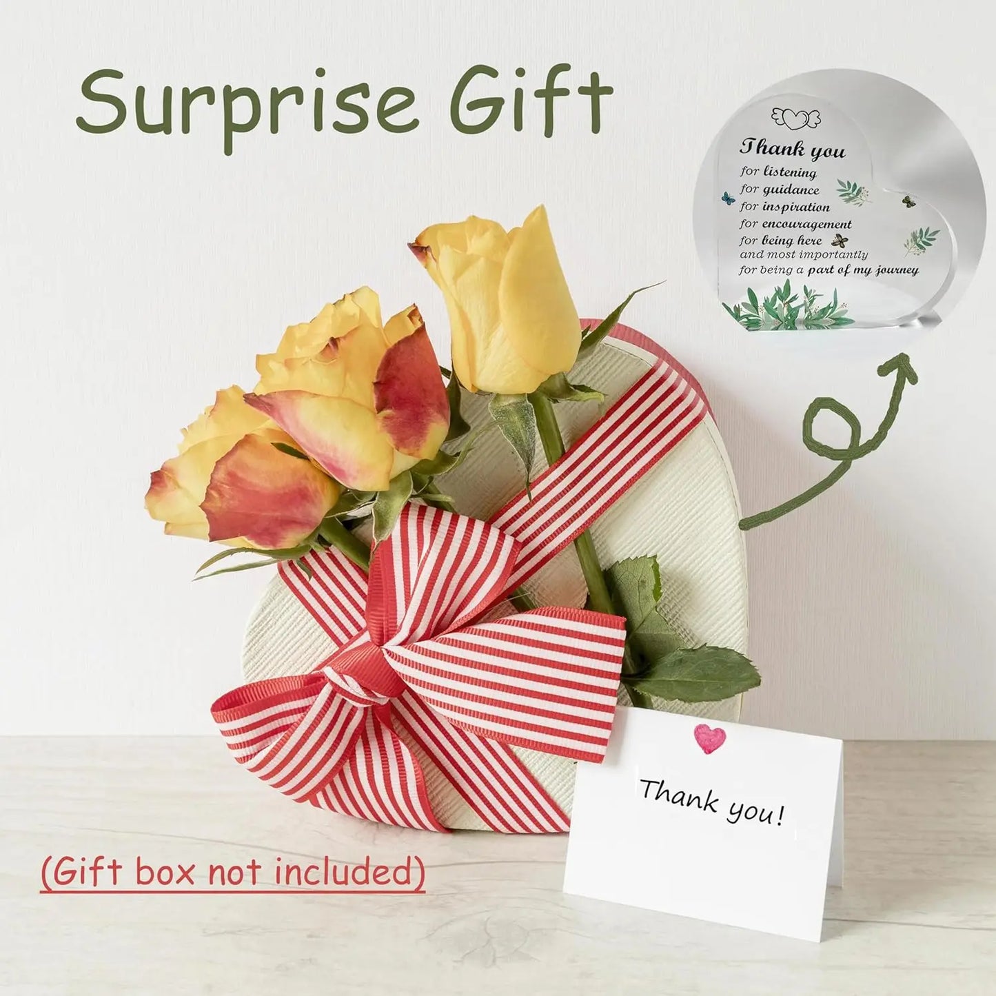 Acrylic Heart Gratitude Gift – For Women, Friends, Colleagues & Nurses