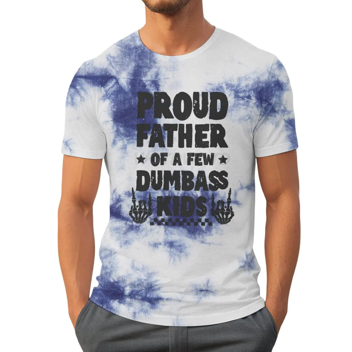 Proud Father Graphic T-Shirt – Retro Tie-Dye Casual Tee for Father’s Day