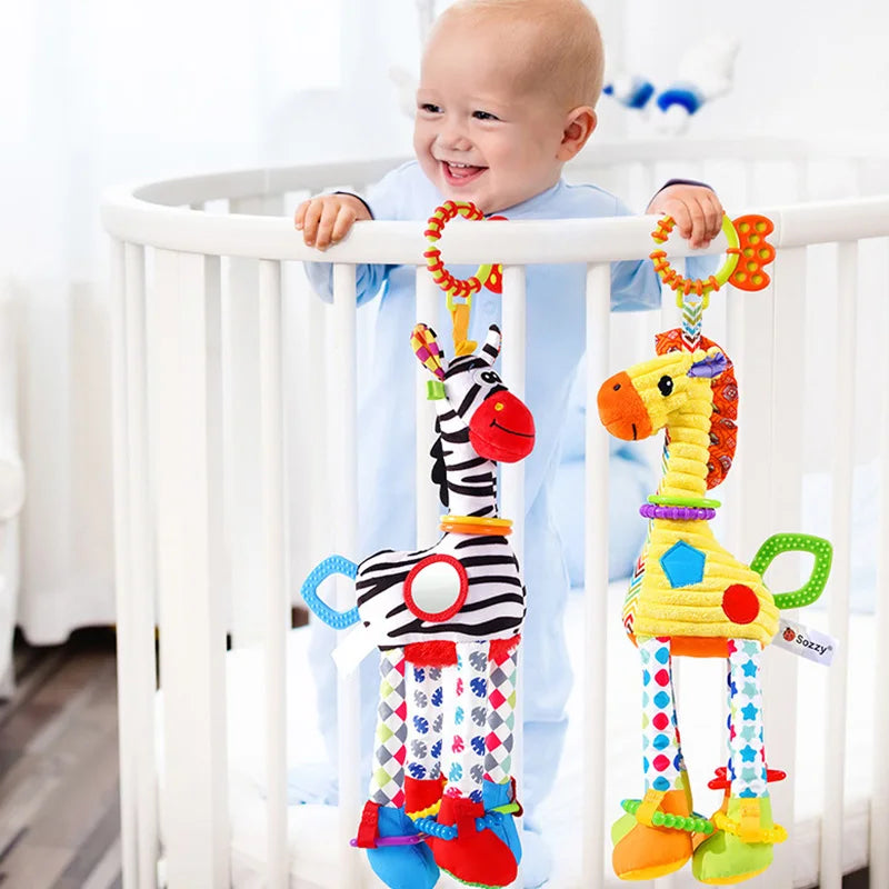 Soft Animal Handbell Rattles with Teether for Newborns