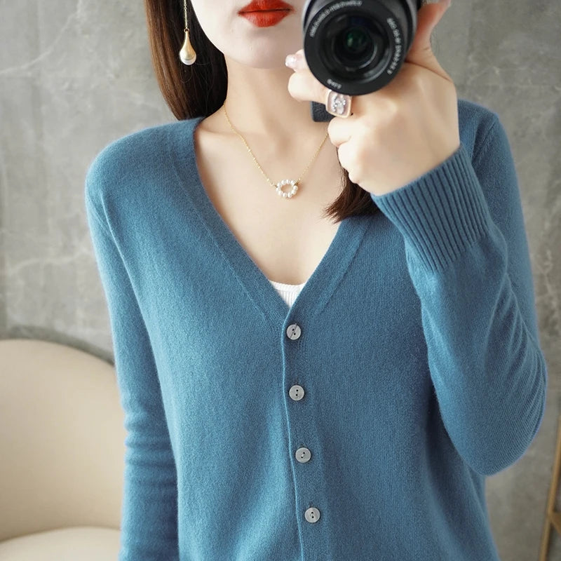 2024 V-Neck Women's Loose Sweater Cardigan ZHI D035