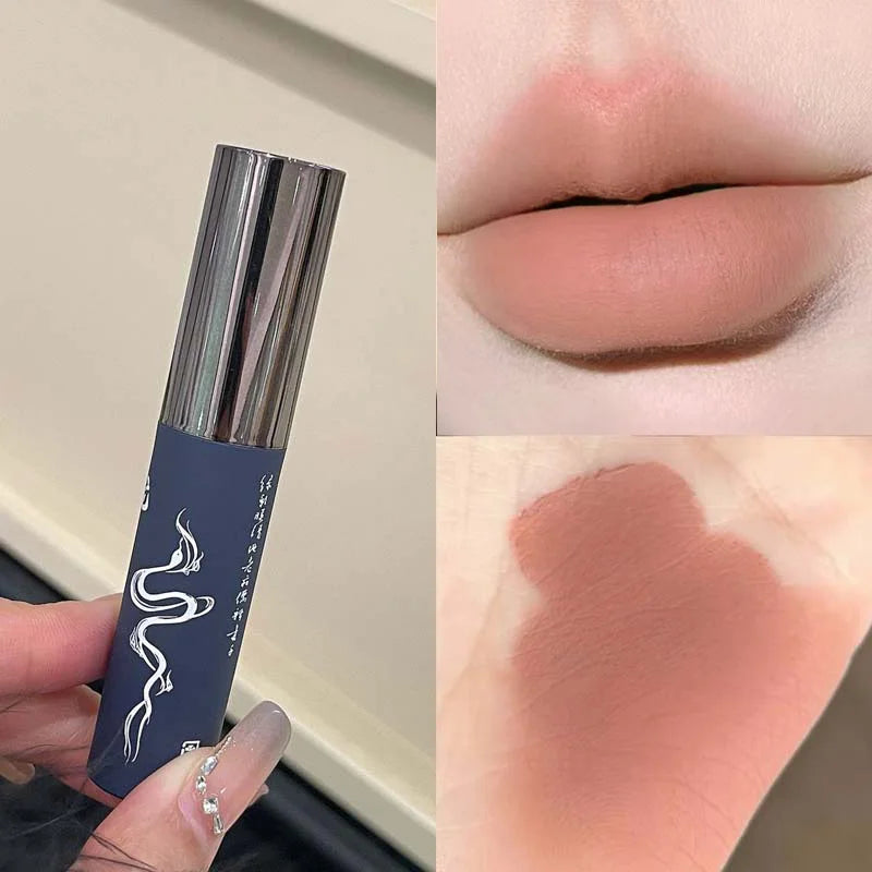 Velvet Matte Lip Glaze – Shimmer Nude & Grey Pink Waterproof Lipstick