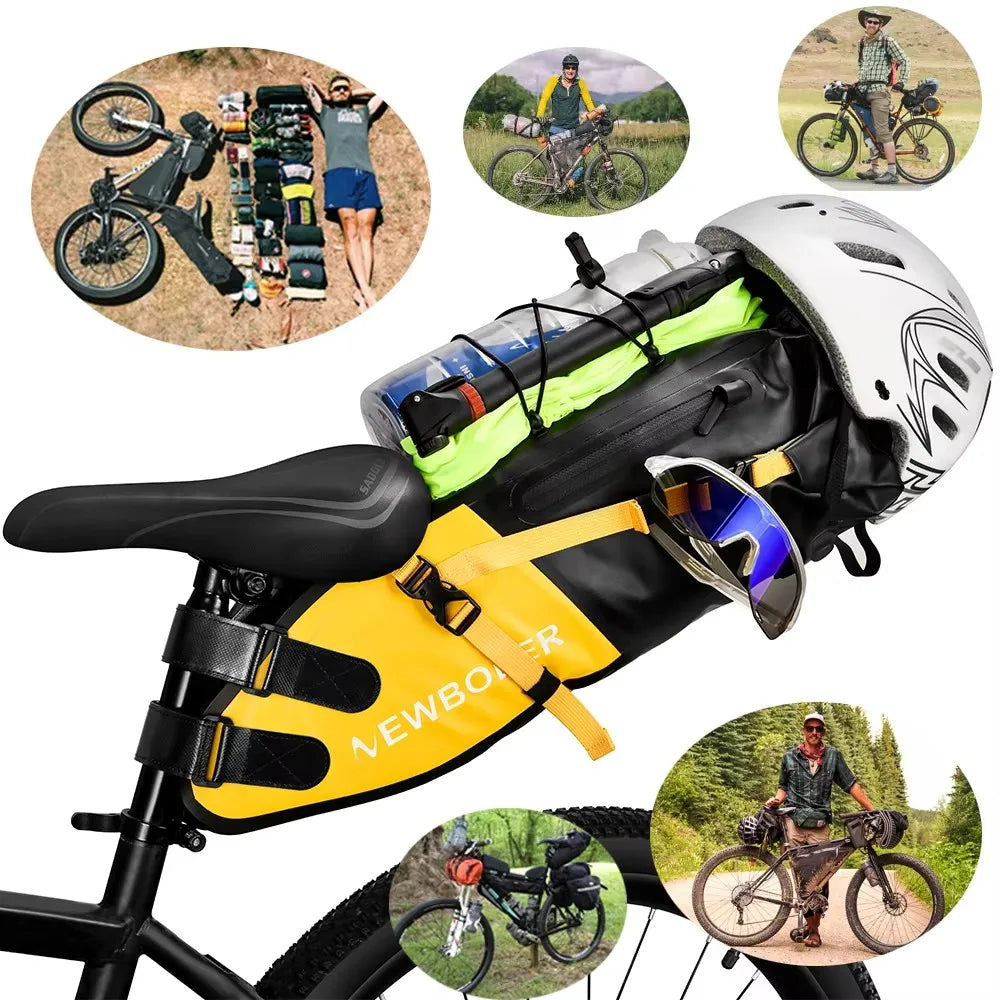 NEWBOLER 13L Waterproof Bike Saddle Bag – Foldable Rear Trunk for MTB/Road