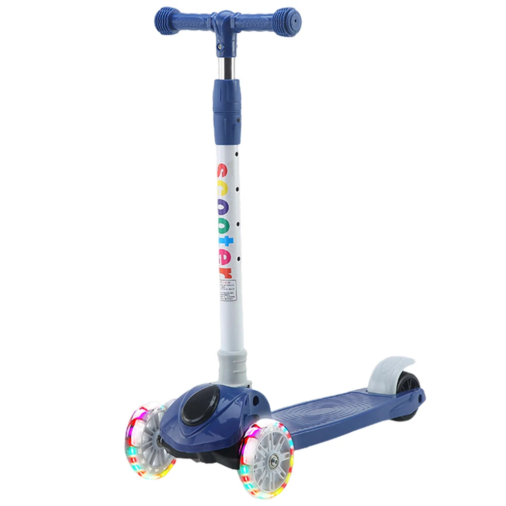 Kids Push Scooter – Light-Up Wheels, Adjustable Height, 3-Wheel Lean-to-Steer for Ages 3-10