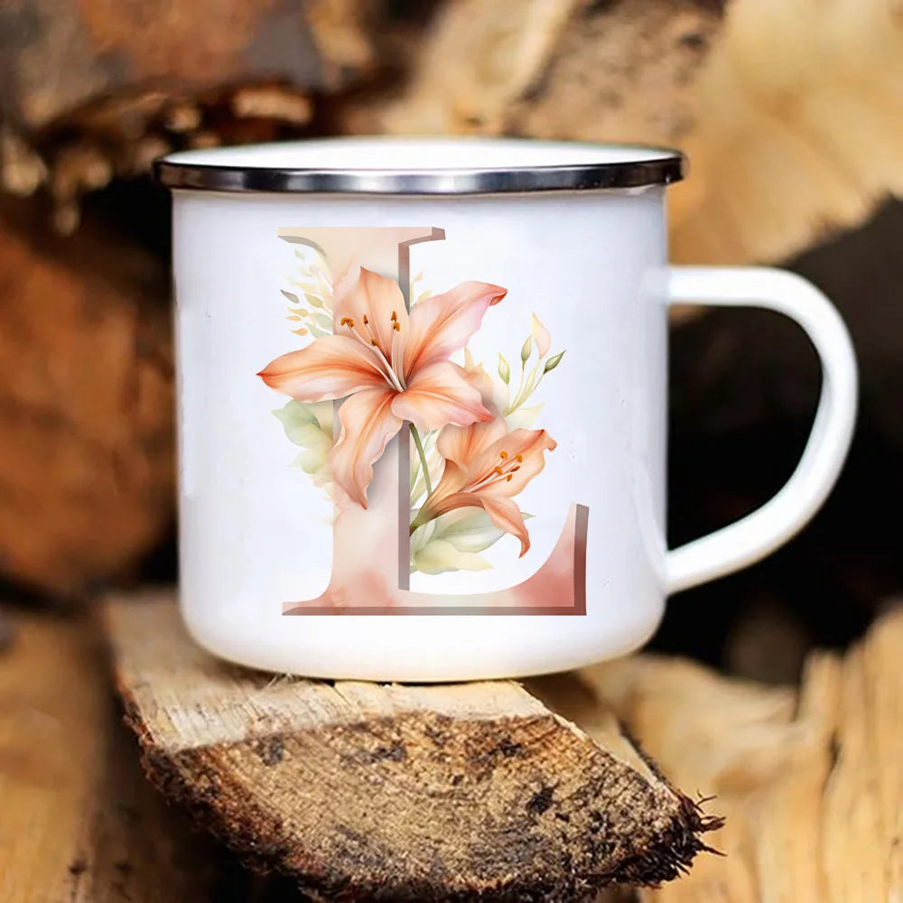 Personalized Floral Initial Mug – Monogram Coffee/Tea Gift for Weddings & Birthdays