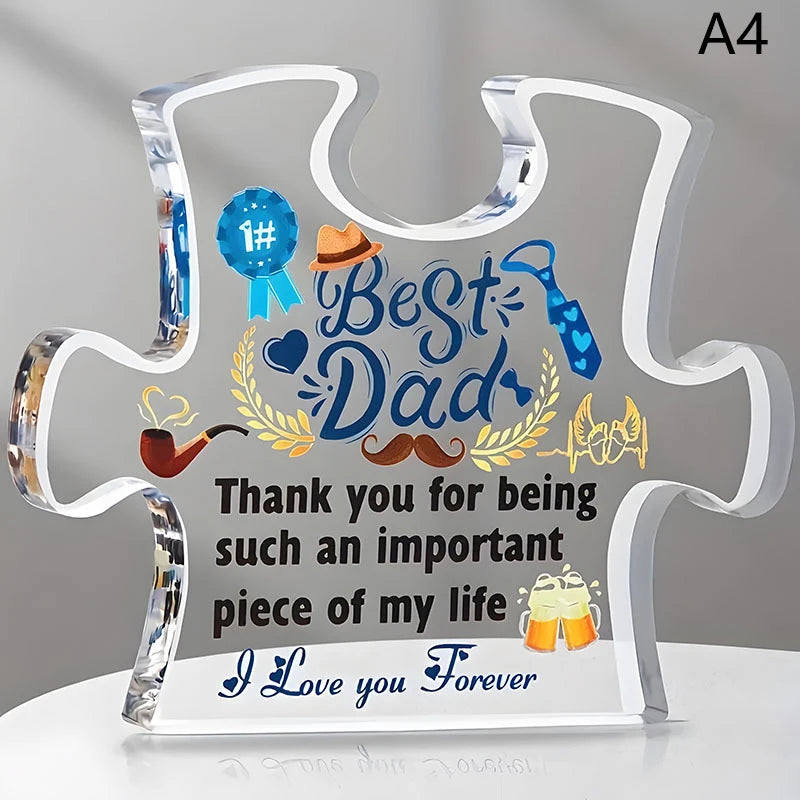 Heart Shape Acrylic Plaque for Dad Mom Birthday Father's Day Thankful Quote Blessed Wish Memorial Keepsake Gift Thank you Dad