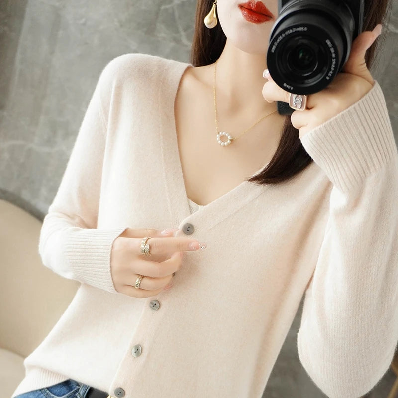 2024 V-Neck Women's Loose Sweater Cardigan ZHI D035
