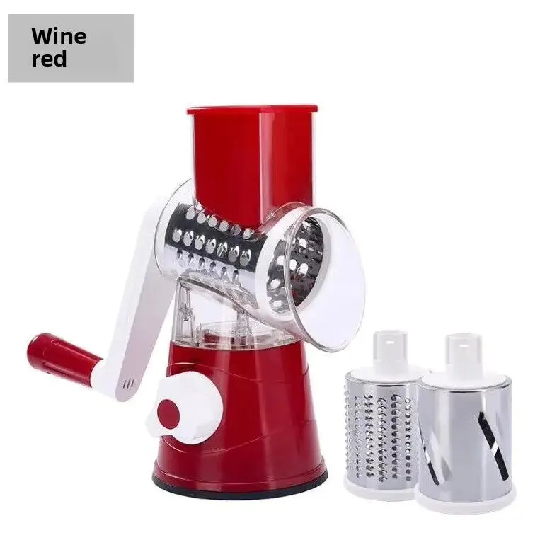 3-in-1 Manual Rotary Cheese & Vegetable Grater – Stainless Steel Slicer & Food Processor