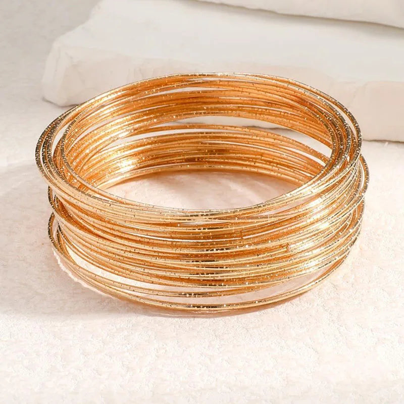 30-Piece Metal Bangle Set – Classic & Colorful Thin Bracelets for Women