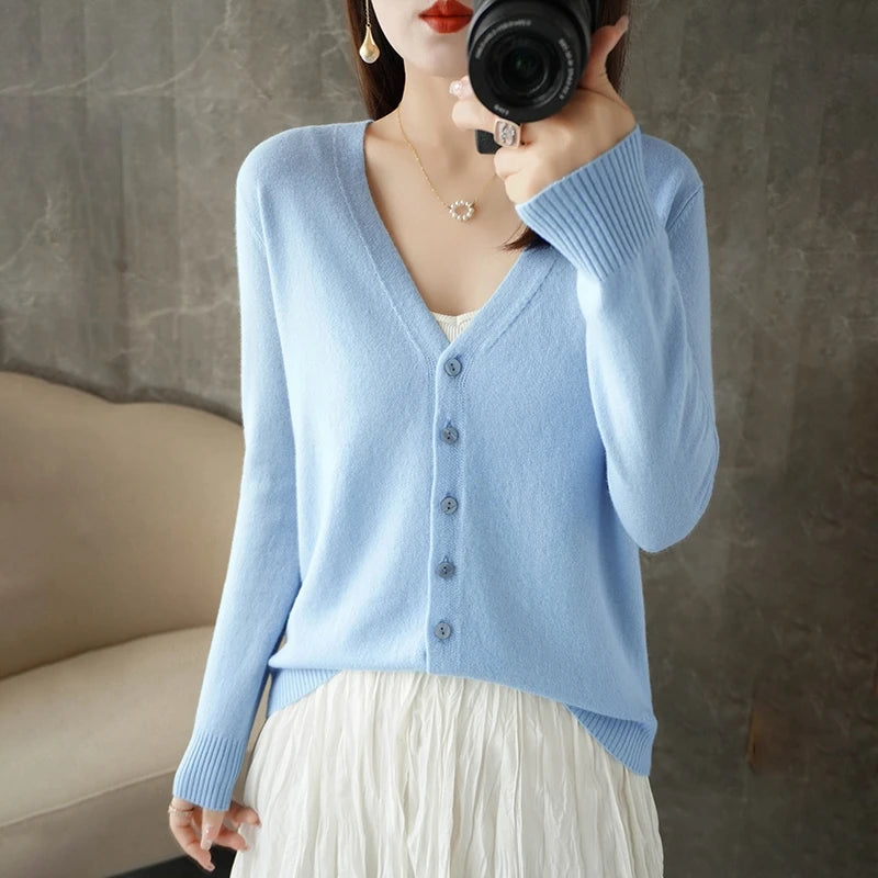 2024 V-Neck Women's Loose Sweater Cardigan ZHI D035