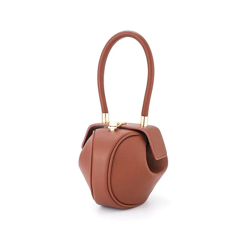 Mini Round Designer Handbag – PU Leather Bowling-Style Shoulder & Armpit Bag