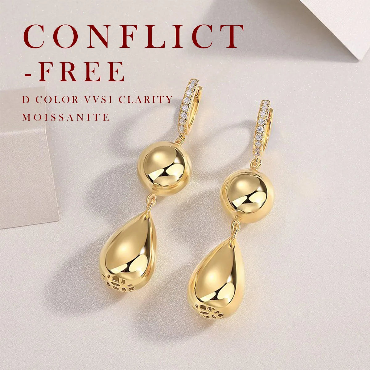 Gold Moissanite Tassel Earrings